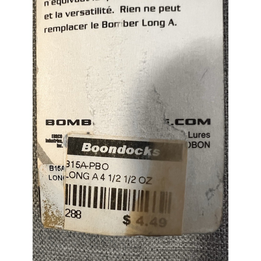 Bomber Long A B15A-PBO 4.5" 1/2 Oz Fishing Lure NIP Pearl Black Back - Picture 6 of 6